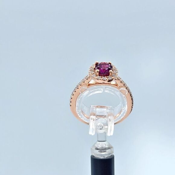 𝅺garnet diamond halo ring - Picture 9 of 17